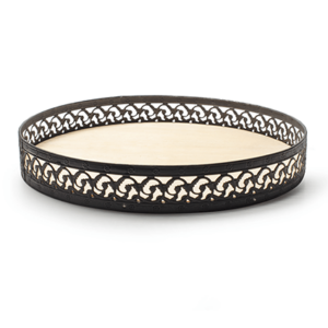 Tablett braun mit Metallrand